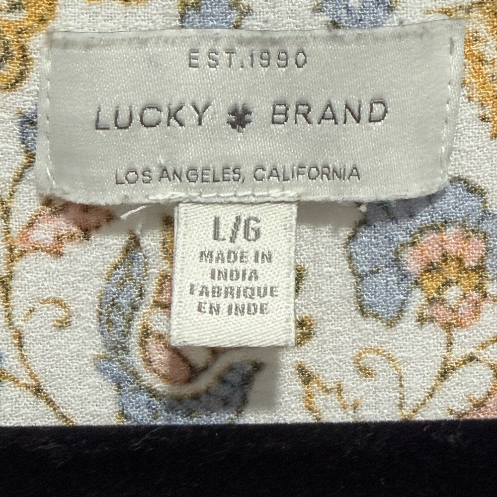 Lucky Brand Blue and Cream Boho Floral Tunic L - Picture 2 of 10